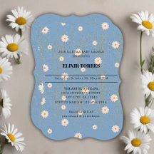 Blue Golden Daisy Purpurina Glow Baby Shower