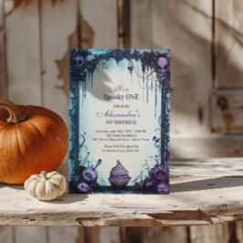 Invitación Blue Gothic Spooky ONE Cumpleaños