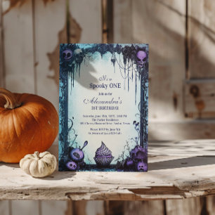 Invitación Blue Gothic Spooky ONE Cumpleaños