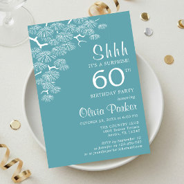 Invitación Blue Green Aqua Pine Branch Surprise 60th Birthday