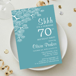 Invitación Blue Green Aqua Pine Branch Surprise 70th Birthday