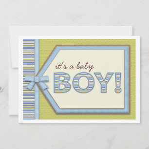 Invitación Blue Green es un Boy Tag Bow & Ribbon Baby Shower