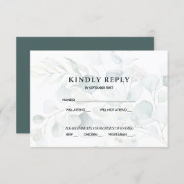 Invitación Blue Green Eucalyptus Wedding RSVP Respuesta Oscur