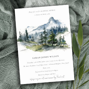 Invitación Blue Green Mountain Landscape Sketch Brillante Sho