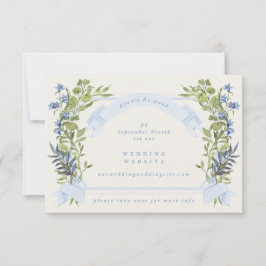Invitación blue greenery crest website QR CODE wedding RSVP