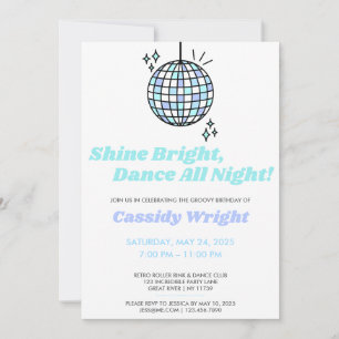 Invitación Blue Groovy Disco Birthday
