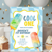 Blue Guay One Popsicle Summer Boy Cumpleaños