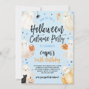 Invitación Blue Halloween Spooky Boy Birday Costume Fiesta