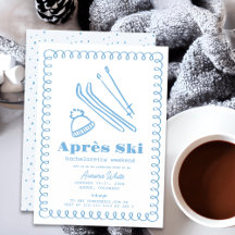 Blue Hand Drawn Après Ski Bachelorette Weekend