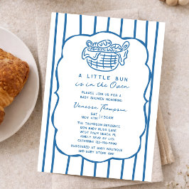 Invitación Blue Hand Drawn Bun In The Oven Boy Baby Shower