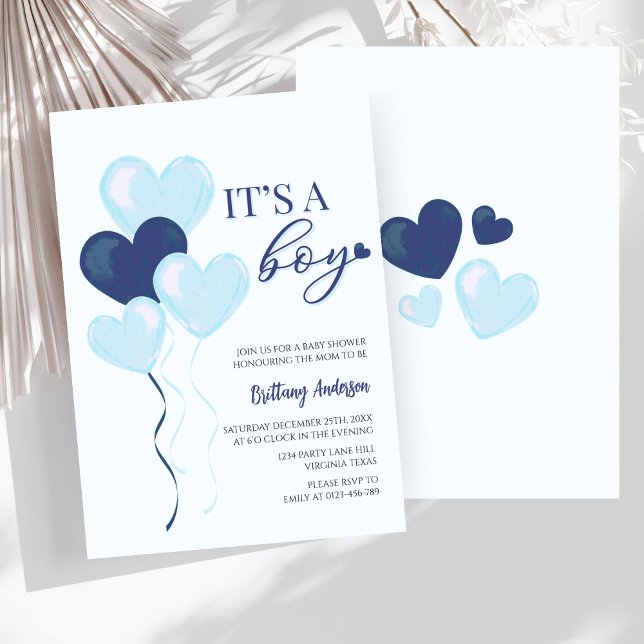 Invitación Blue Heart Valentines Es un niño Baby Shower (Subido por el creador)