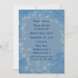 Invitación Blue Hearts Sparkly Lights Bridal Shower
