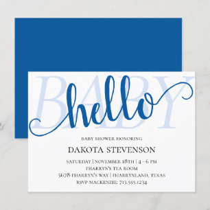 Invitación Blue Hello Baby   Cerulean Flourish Shower
