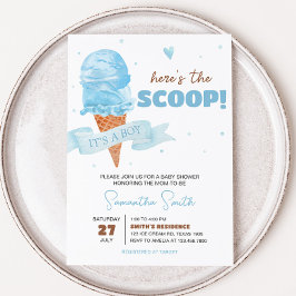 Invitación Blue Here s the Scoop Baby Shower