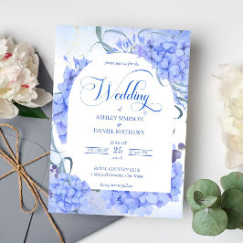 Invitación Blue hidrangeas elegante boda floral