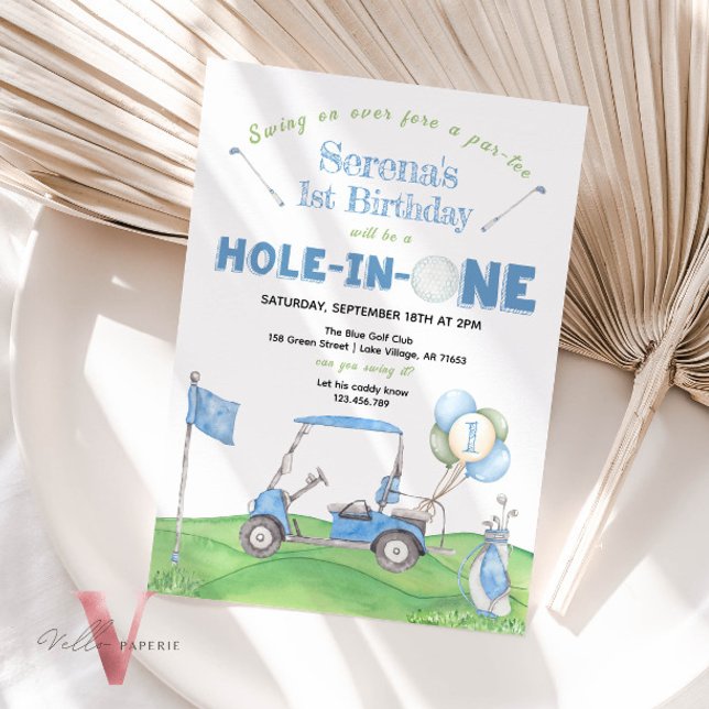 Invitación Blue HOLE IN One Age Golf Birthday Invitation (Subido por el creador)