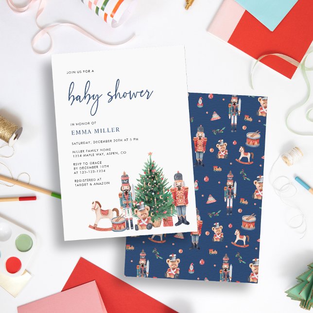 Invitación Blue Holiday Baby Shower (Blue Holiday Baby Shower Invitation
)
