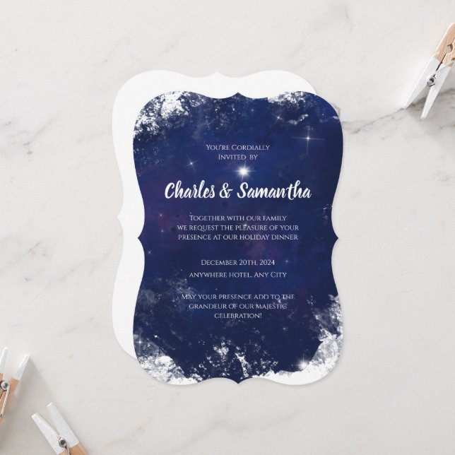 Invitación Blue Holiday Greetings Card Christmas Invitation (Anverso/Reverso In Situ)