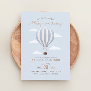 Invitación Blue Hot Air Balloon Boy Baby Shower