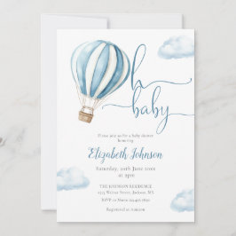 Invitación Blue Hot Air Balloon Boy En Un Baby Shower