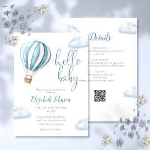 Invitación Blue Hot Air Balloon Boy En Un Baby Shower