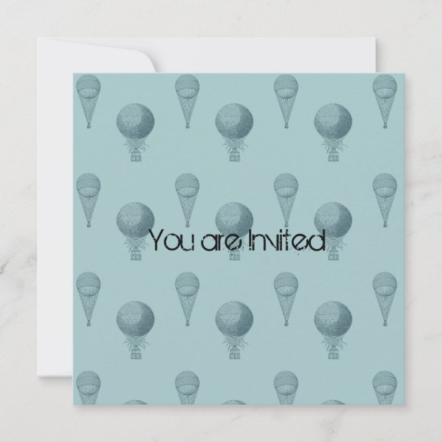 Invitación Blue Hot Air Balloons Baby Shower (Anverso)