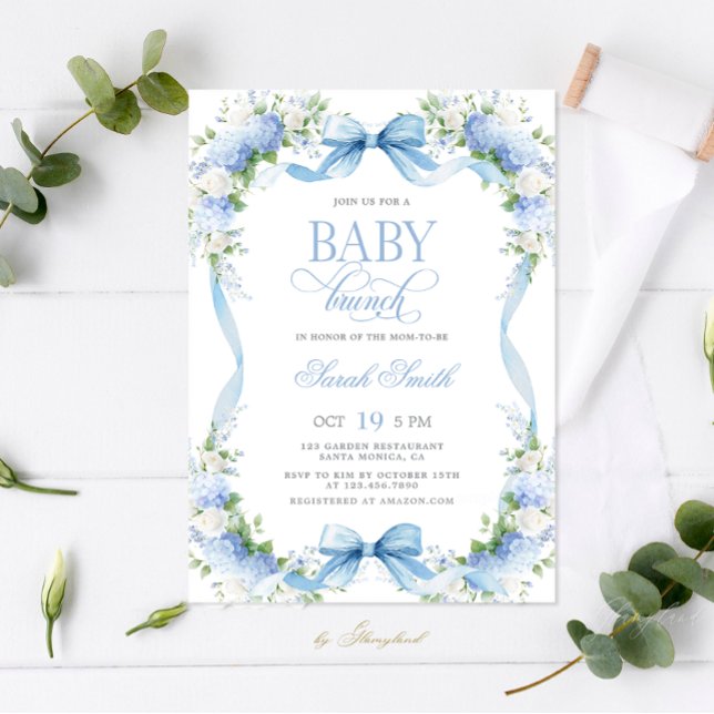 Invitación Blue Hydrangea Baby Brunch (Subido por el creador)