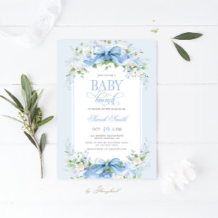 Invitación Blue Hydrangea Baby Brunch