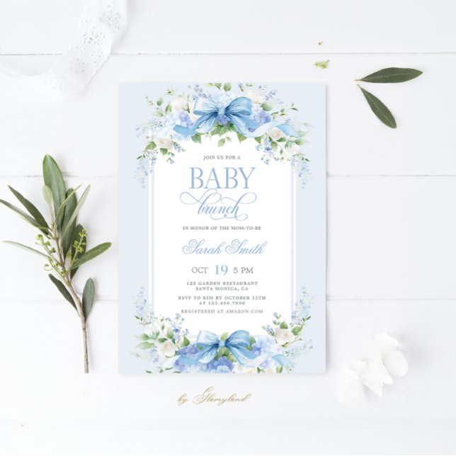 Invitación Blue Hydrangea Baby Brunch (Subido por el creador)