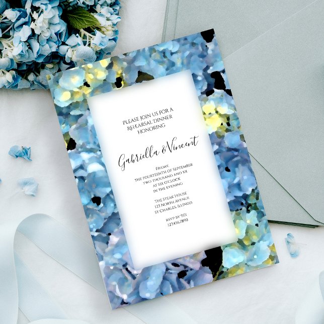 Invitación Blue Hydrangea Blossom Boda Ensayo Cena (Subido por el creador)