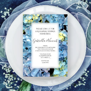 Invitación Blue Hydrangea Boda Floral Ensayo Cena