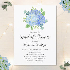Invitación Blue Hydrangea Bouquet Ducha Botánica Bridal