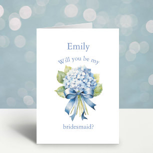 Invitación Blue Hydrangea Bouquet   Propuesta de la dama de h