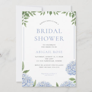 Invitación Blue Hydrangea Bridal Shower Flor Frame