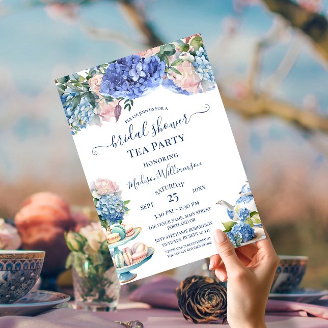 Invitación Blue Hydrangea Bridal Shower Tea Fiesta (Subido por el creador)
