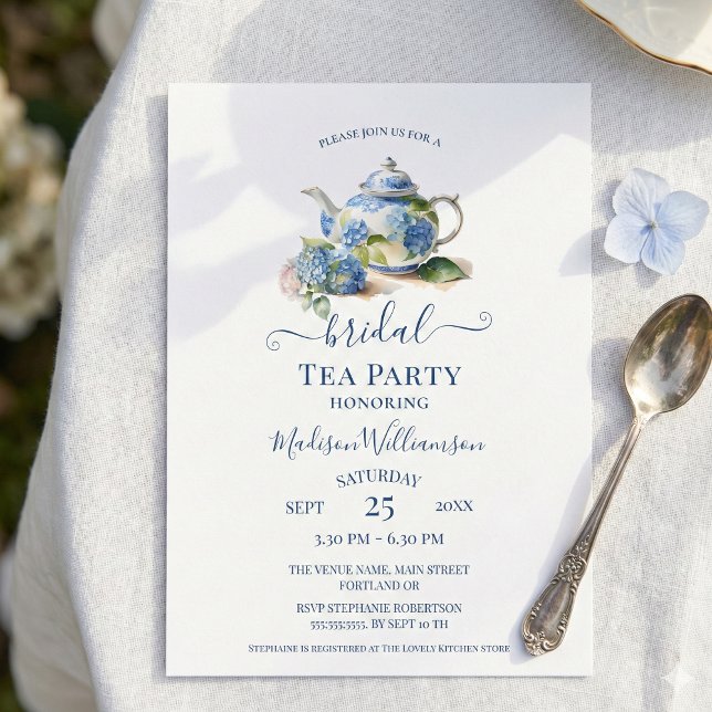 Invitación Blue Hydrangea Bridal Tea Fiesta (Subido por el creador)