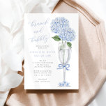 Invitación Blue Hydrangea Brunch and Bubbly Silver Champagne<br><div class="desc">Este hermoso diseño presenta flores de hidrangea azul y su texto personalizado. Utilice el formulario de plantilla para agregar su información.</div>