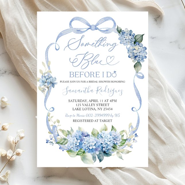 Invitación Blue Hydrangea Coquette Something Blue Bridal (Subido por el creador)