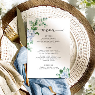 Invitación Blue Hydrangea Floral Baby Shower Menu