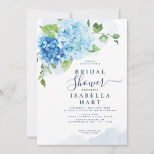 Invitación Blue Hydrangea Floral Boho Botanical Bridal Shower
