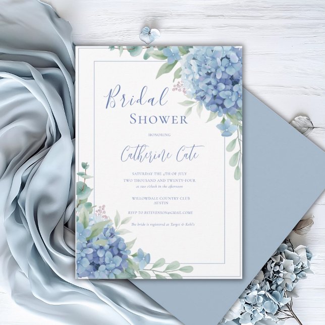Invitación Blue Hydrangea Floral Bridal Shower (Subido por el creador)