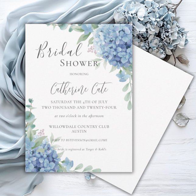 Invitación Blue Hydrangea Floral Bridal Shower (Subido por el creador)