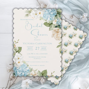 Invitación Blue Hydrangea Floral Elegal Bridal Shower