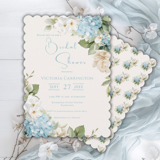 Invitación Blue Hydrangea Floral Elegal Bridal Shower (Subido por el creador)
