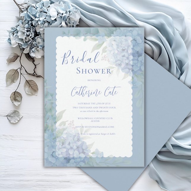 Invitación Blue Hydrangea Floral Pastel Bridal Shower (Subido por el creador)