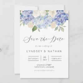 Invitación Blue Hydrangea Floral Wedding Save the Date