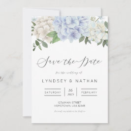 Invitación Blue Hydrangea Floral Wedding Save the Date
