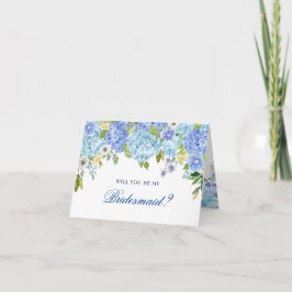 Invitación Blue Hydrangea Floral Will Be Bridesmaid Card
