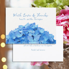 Invitación Blue Hydrangea Flower Love and Gracias Message Car