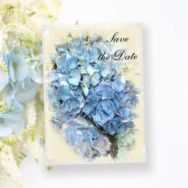 Invitación Blue Hydrangea Flower Wedding Save the Date (Subido por el creador)
